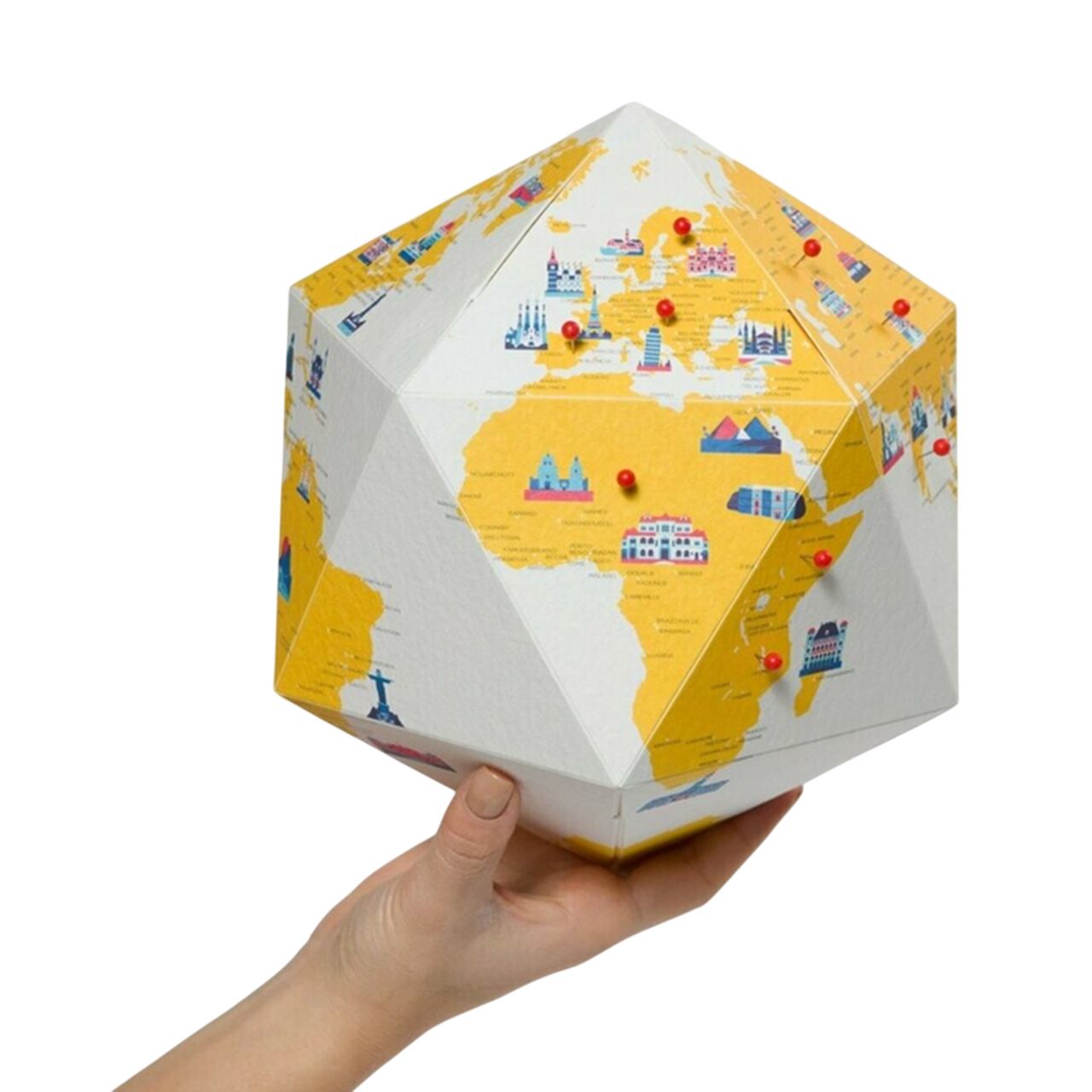 Globe tridimensionnel monuments + 50 punaises - D23cm  - Carton - PALOMAR