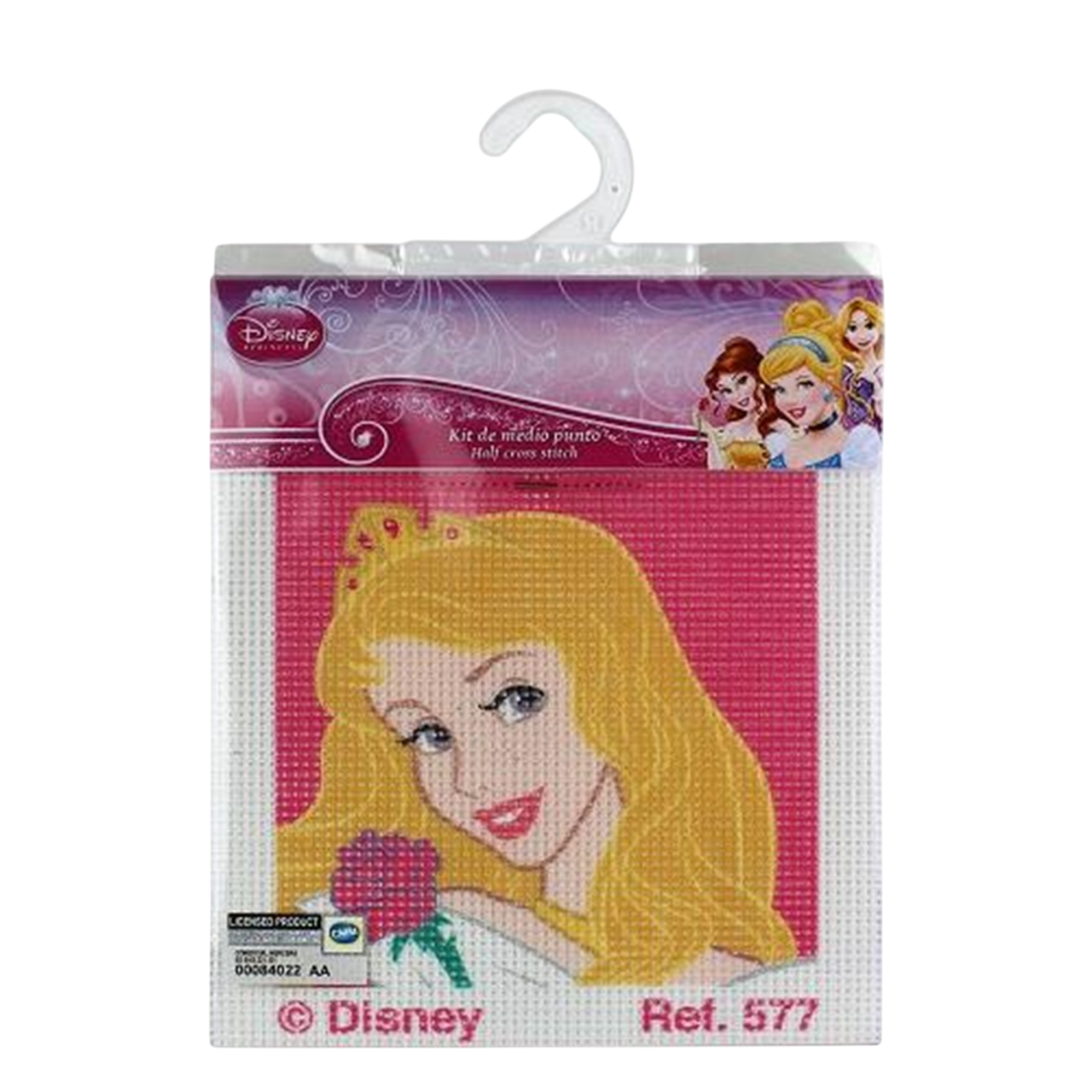 Kit canevas Disney Aurore La Belle au Bois Dormant 12x12cm complet enfant. Canocea France