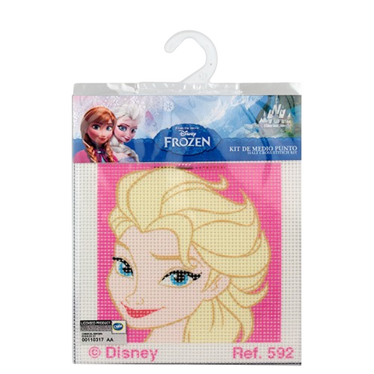 Kit canevas Disney Elsa La Reine des Neiges 12x12cm complet enfant. Canocea France