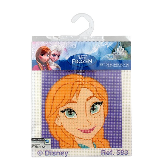 Kit canevas Disney Anna La Reine des Neiges 12x12cm complet enfant. Canocea France