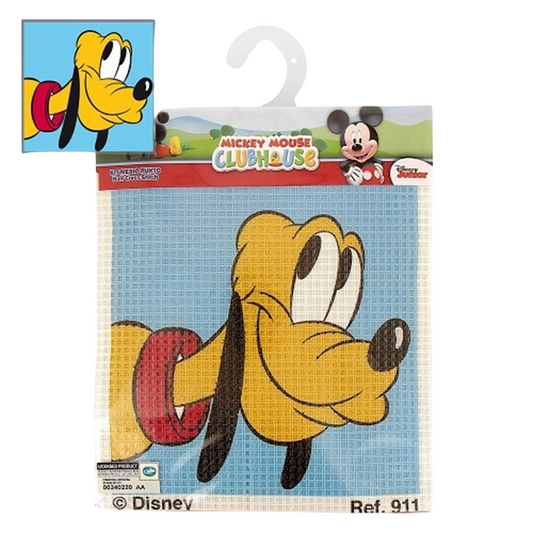 Kit canevas Pluto Disney 15x15cm gros trous débutant. Canocea France
