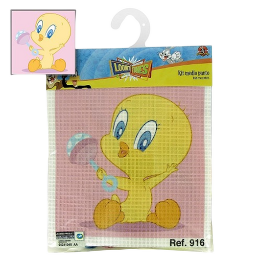 Kit canevas Baby Titi hochet 15x15cm gros trous débutant. Canocea France