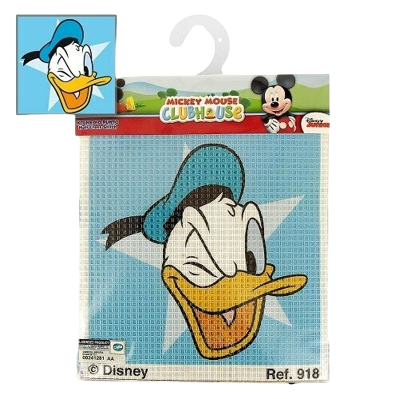Kit canevas Donald Disney 15x15cm gros trous débutant. Canocea France