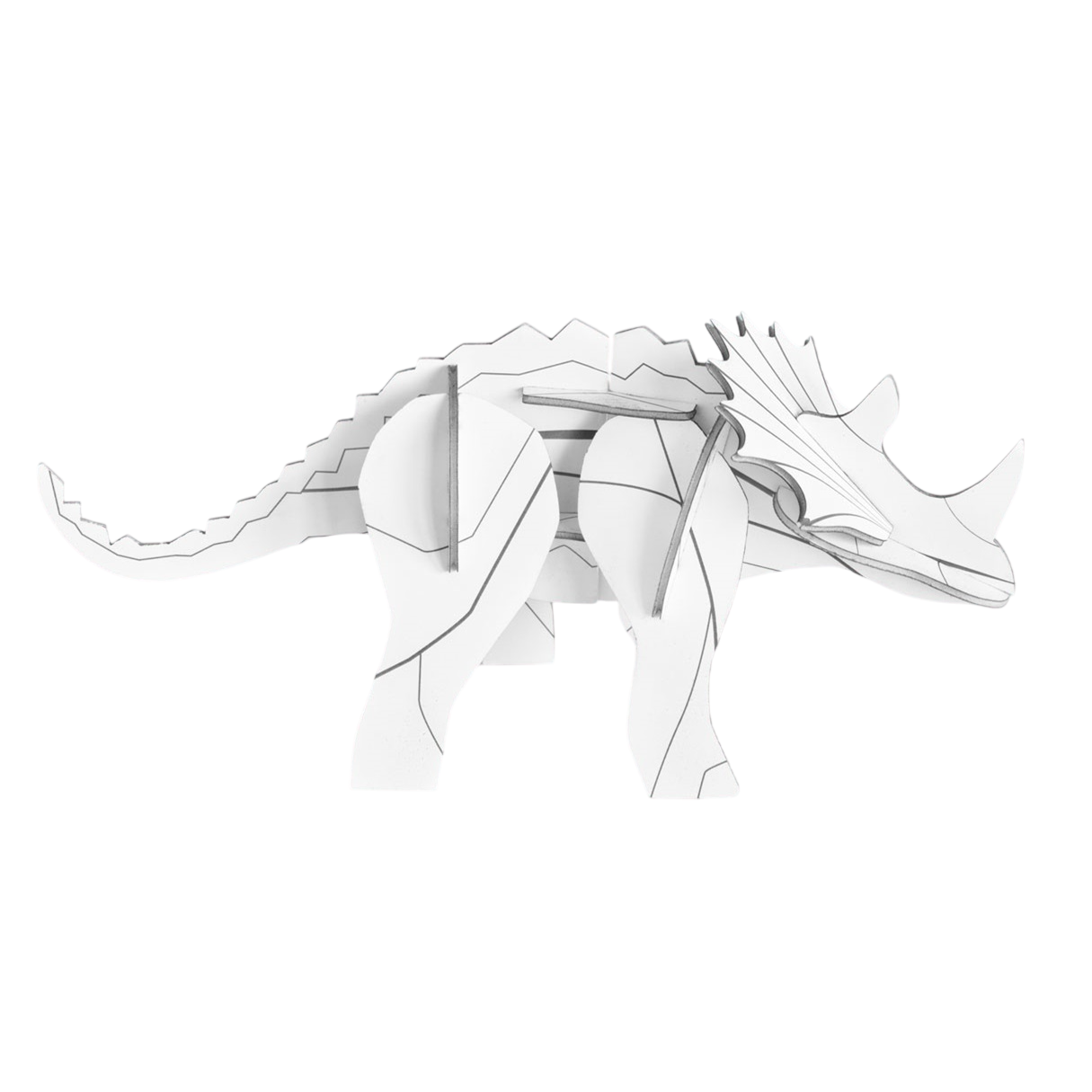 Totem géant dinosaure tricératops - puzzle 3D - 12 pièces - 20x7x9 cm- carton recyclé