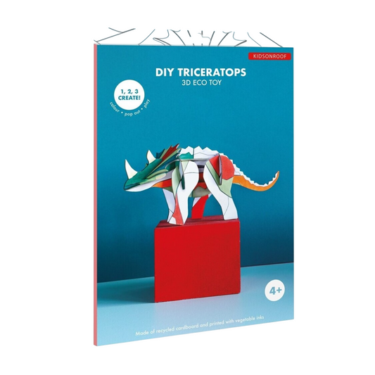 Totem géant dinosaure tricératops - puzzle 3D - 12 pièces - 20x7x9 cm- carton recyclé