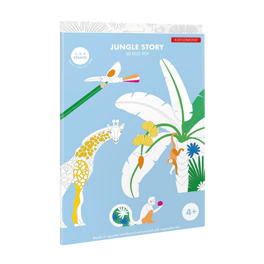 Scène à colorier histoire de la jungle - 9 Pièces - 25 x 7 x 24 cm - Personnalisable