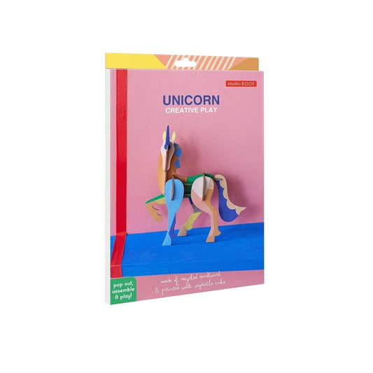 Totem Licorne - puzzle 3D - 15 pièces - 16 x 4,3 x 17,6 cm- carton recyclé
