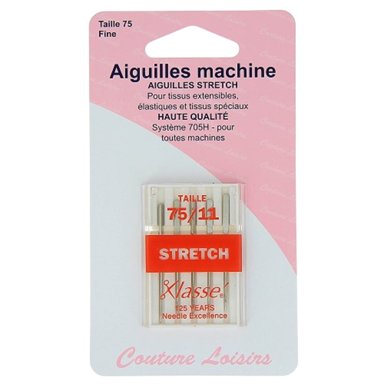 Aiguilles machine - spécial stretch, tissus extensibles, élastiques - taille 75/11 - système 705H - 5 pièces