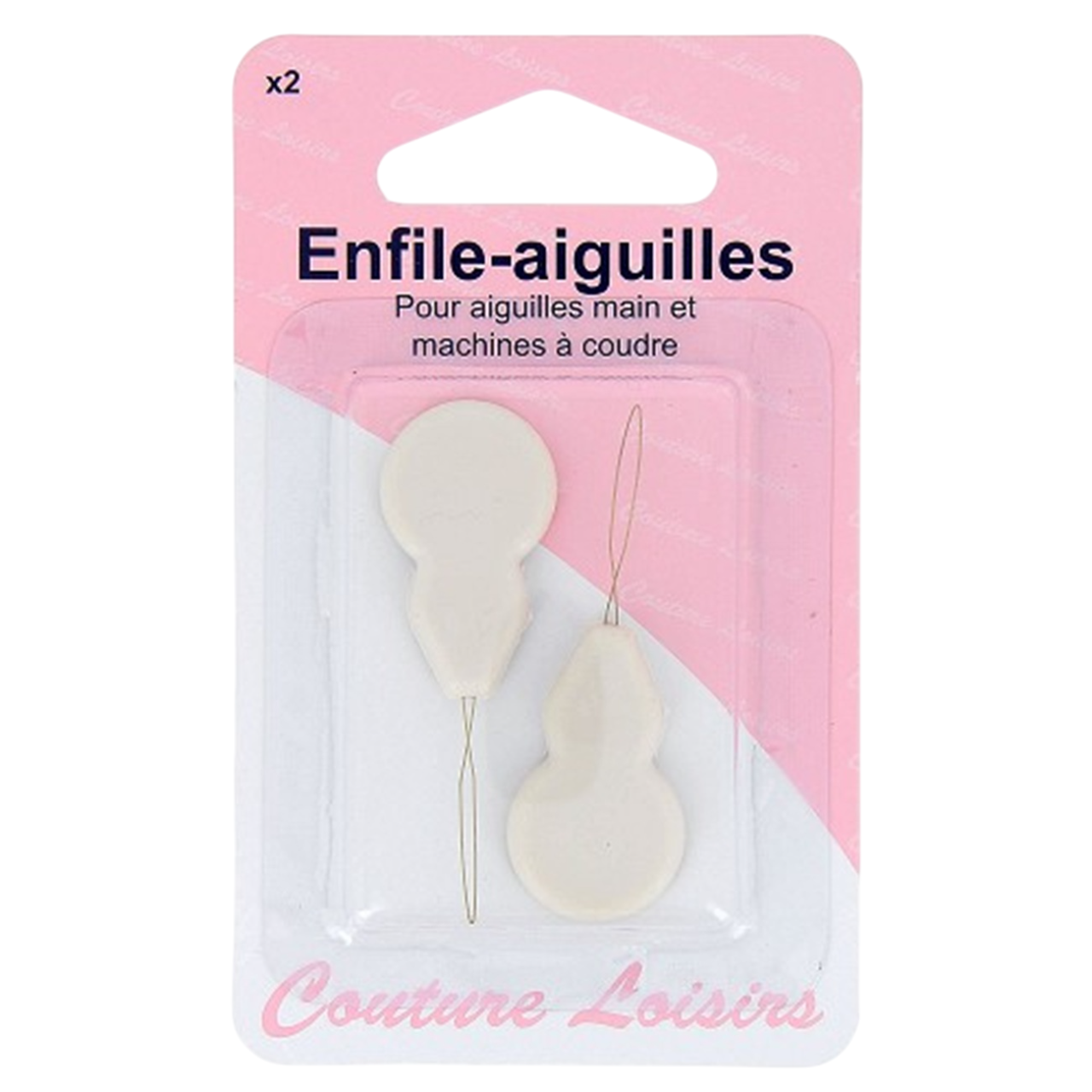 Enfile aiguilles à coudre - 2 pièces - poignée plastique - main ou machine à coudre