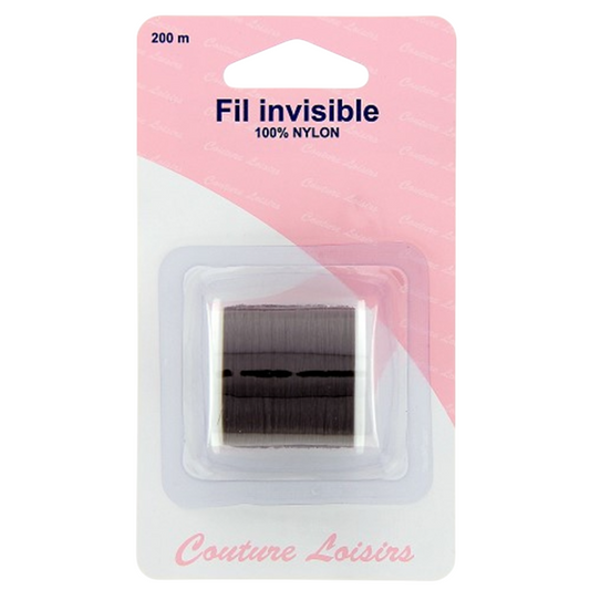 Bobine de fil invisible - gris fumé - 200 mètres - 100% nylon -