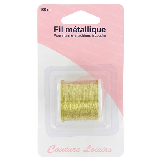 Bobine de fil métallique - doré - 100 mètres -main et machine à coudre