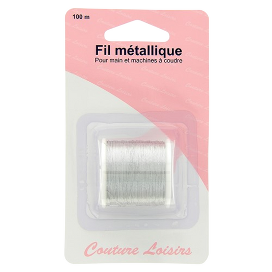 Bobine de fil métallique - argenté - 100 mètres -main et machine à coudre