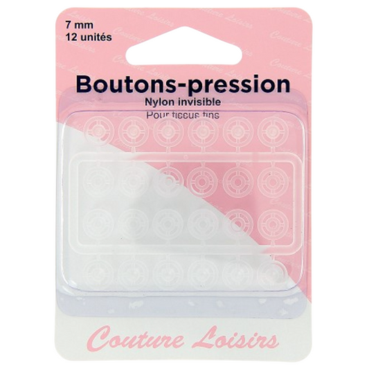 Boutons pression - invisible - 7 mm - 12 jeux