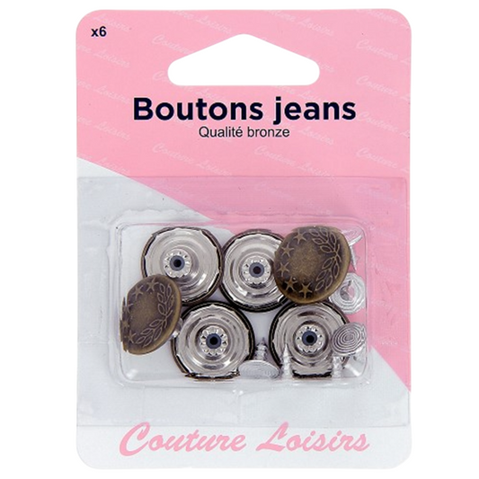 Boutons - spécial jeans - bronze - 17 mm - 6 jeux