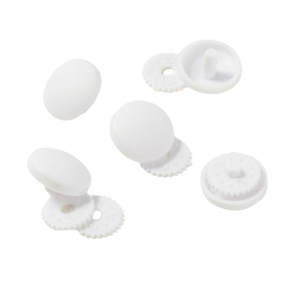 Boutons à recouvrir blanc - D22 mm - 5 pièces - Nylon