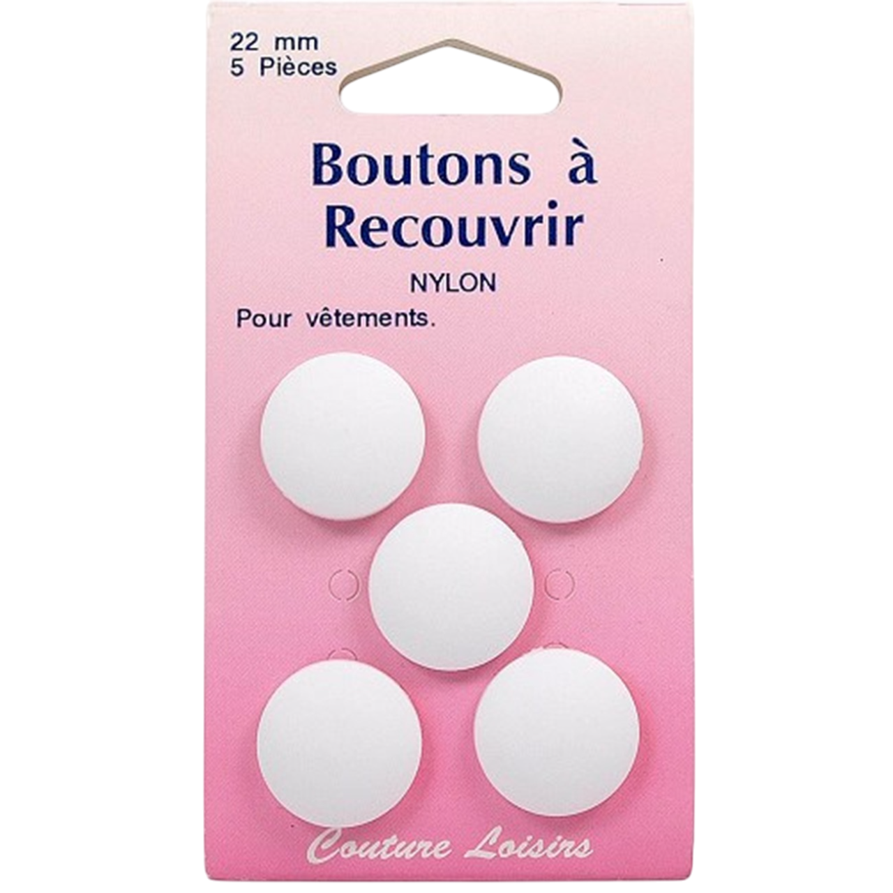 Boutons à recouvrir blanc - D22 mm - 5 pièces - Nylon