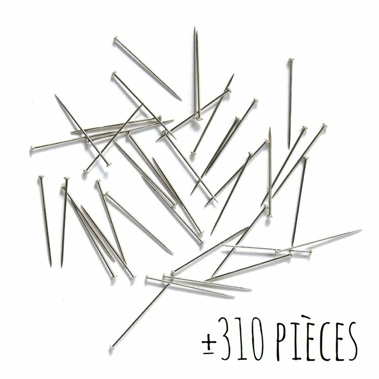 Boite + Epingles "bouts pointus" - D0.66x27mm -± 310 pièces -