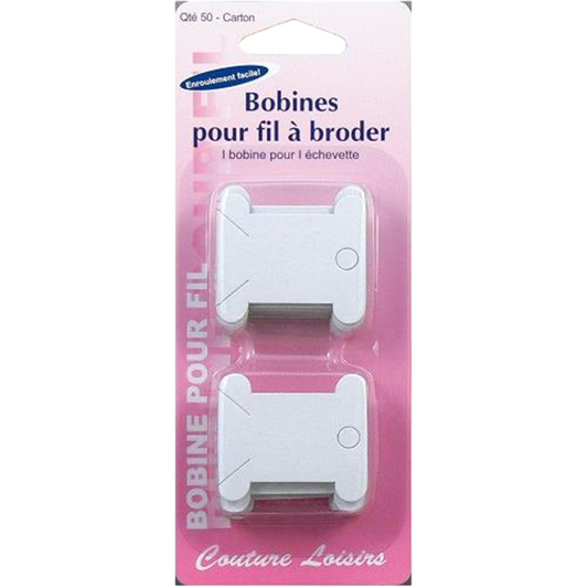 Support en carton pour fil à broder ou ruban  - 4 x 3,5 cm - 50 pièces