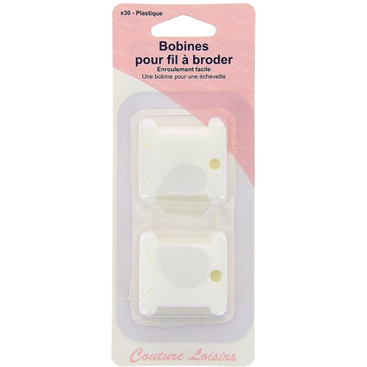 Support en plastique pour fil à broder ou ruban  - 4 x 3,5 cm - 30 pièces