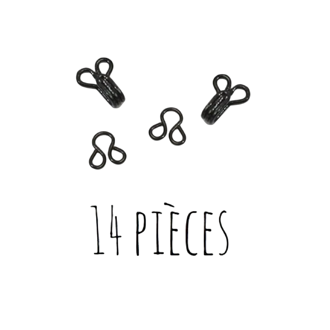Lot de 14 crochets à coudre métal noir anti-corrosion. Canocea France