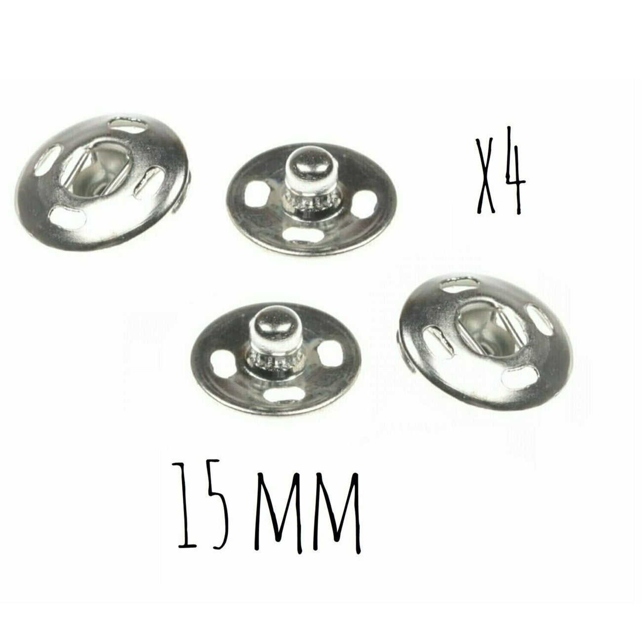Boutons pression - 15 mm  - argenté - 4 jeux - inoxydable - à coudre
