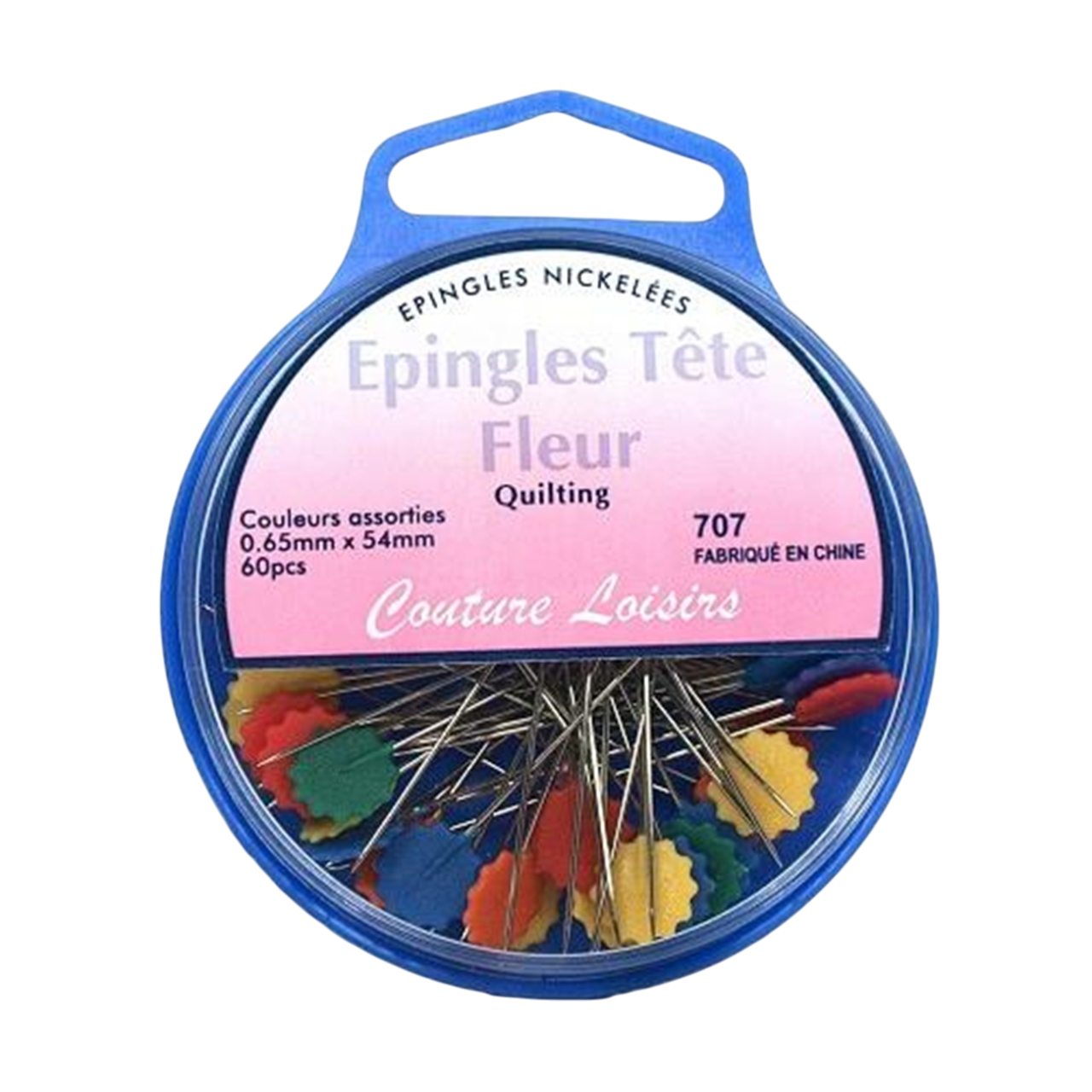 Epingles "bouts pointus" têtes fleurs - D0.58x54mm- 60 pièces