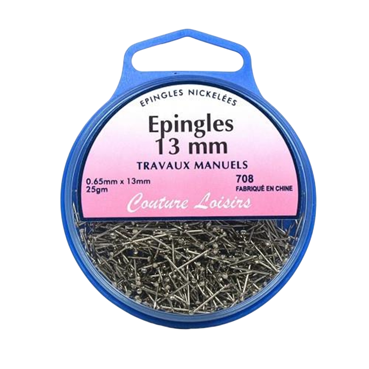 Boite + Epingles nickelés -D0.65x13mm - 25g - 710 pièces