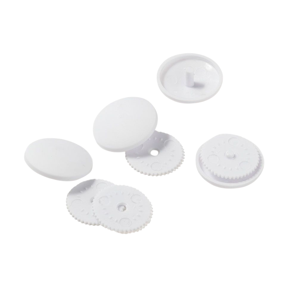 Boutons à recouvrir blanc - D38 mm - 2 pièces - Nylon