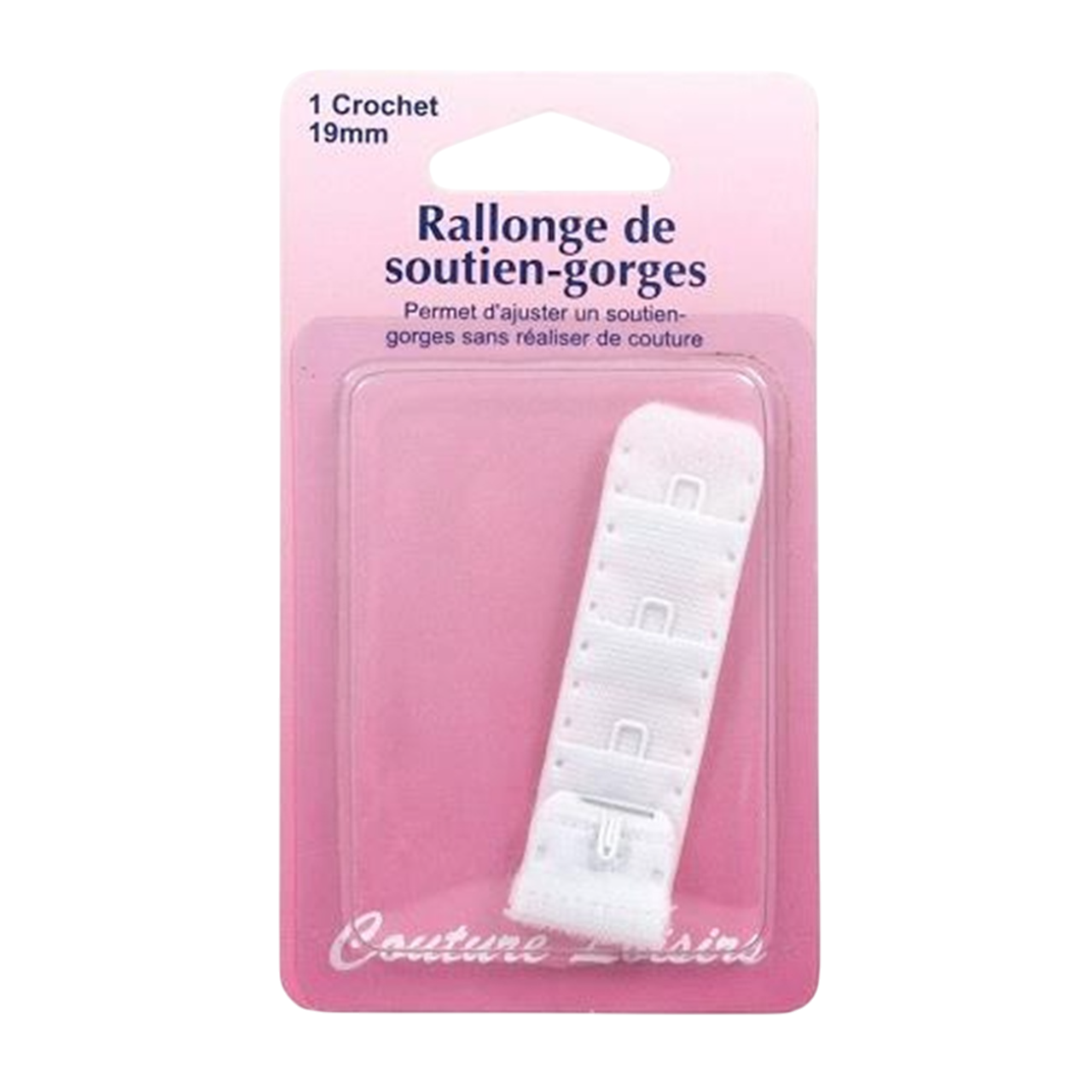 Rallonge soutien-gorge - 19mm - Blanc - 1 crochet