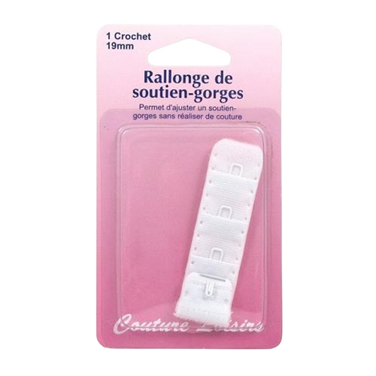 Rallonge soutien-gorge - 19mm - Blanc - 1 crochet
