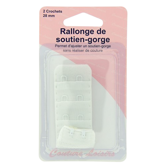 Rallonge soutien-gorge - 28mm - Blanc - 2 crochets