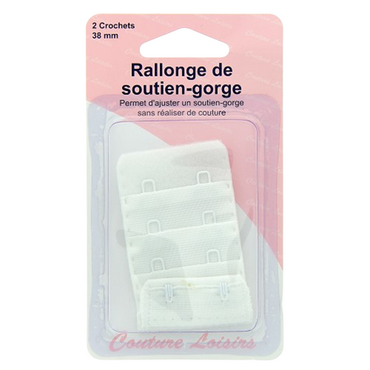 Rallonge soutien-gorge - 38mm - Blanc - 2 crochets