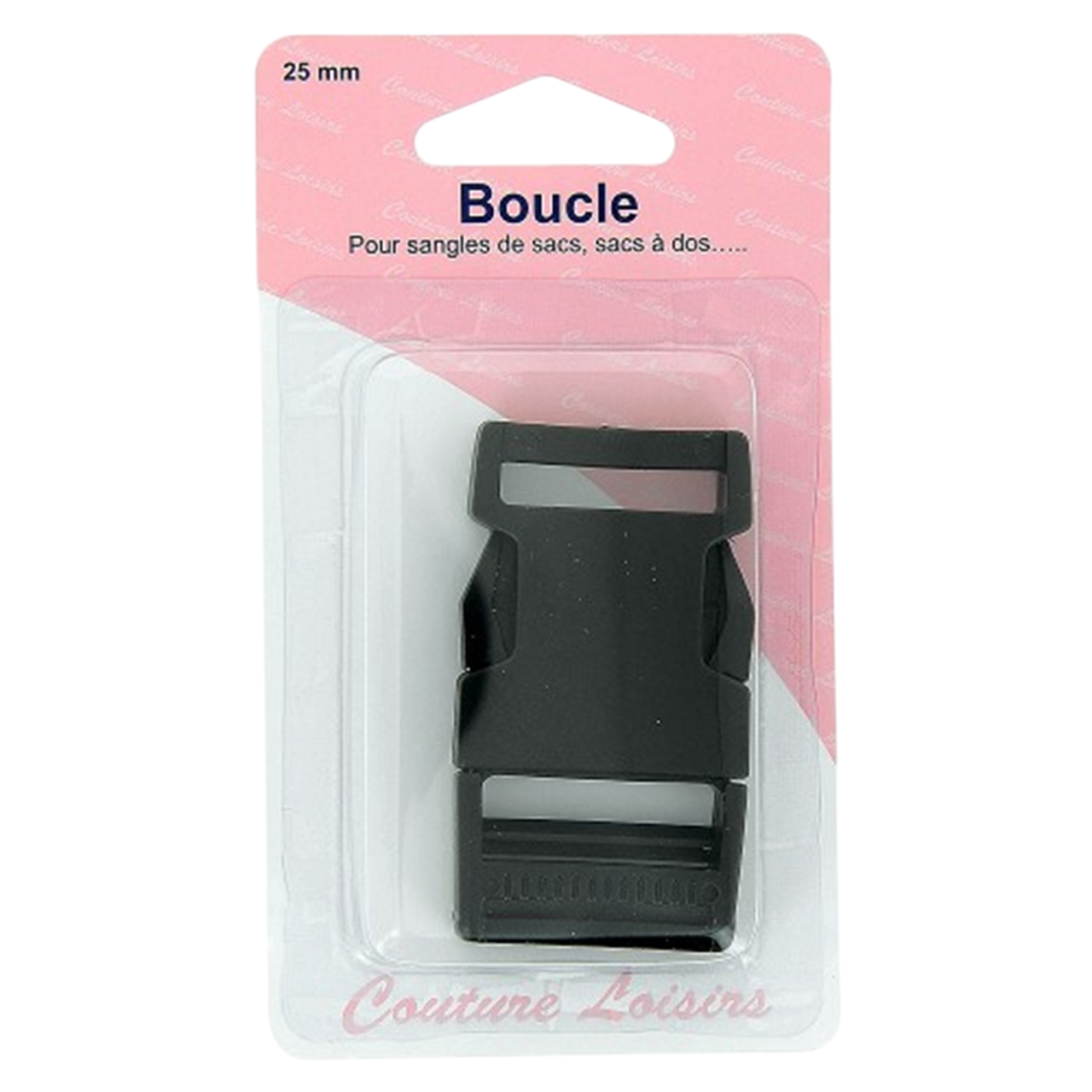 Boucle plastique clipsable noire pour sangle de 25 mm – pour sacs, ceintures ou harnais. Canocea