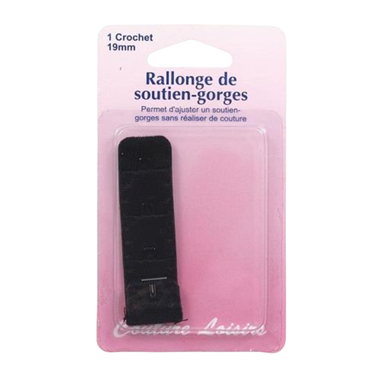 Rallonge soutien-gorge - 19mm - Noir - 1 crochet