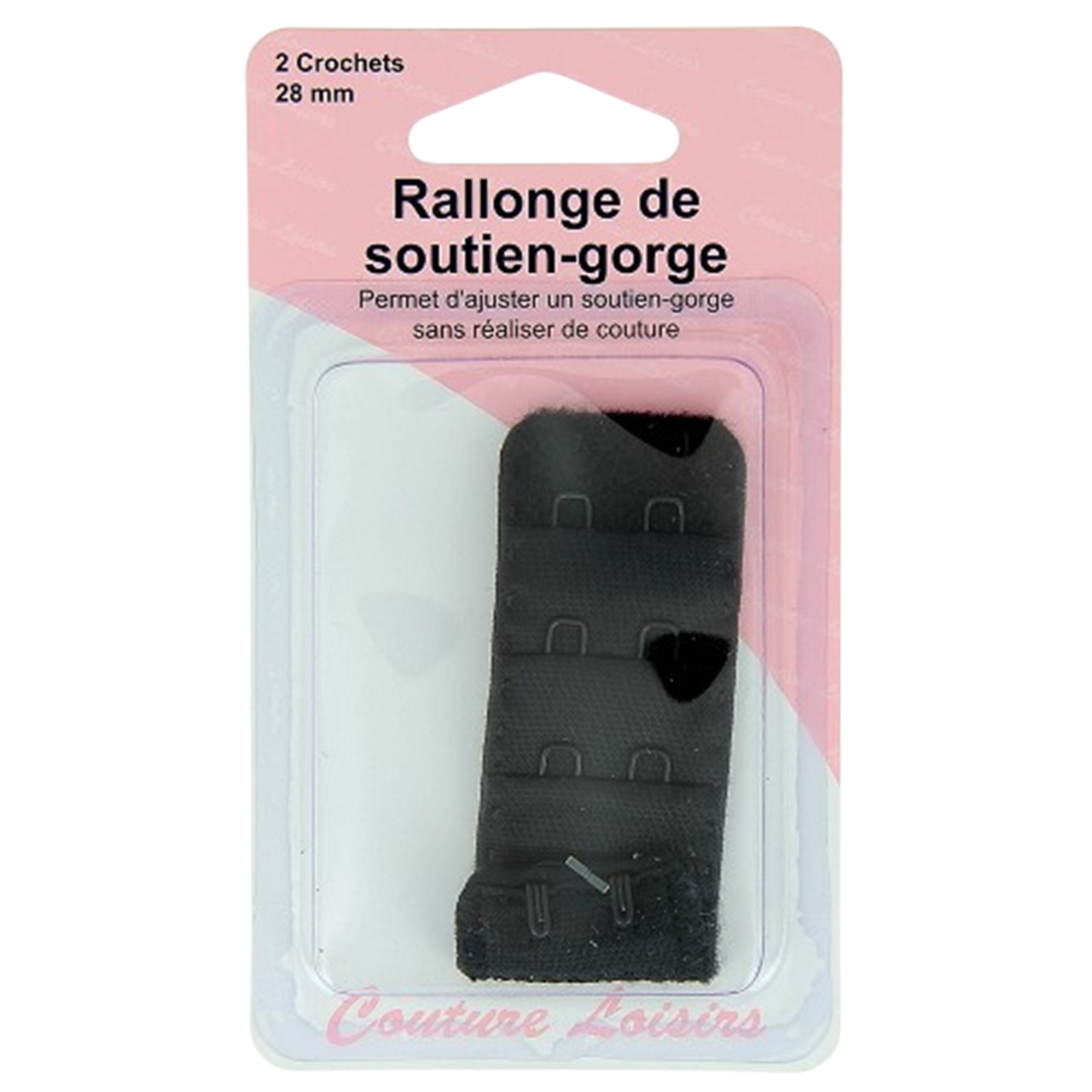 Rallonge soutien-gorge - 28mm - Noir - 2 crochets
