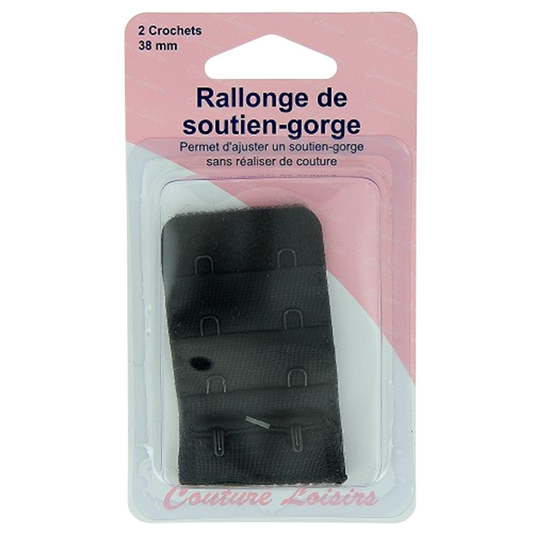 Rallonge soutien-gorge - 38mm - noir - 2 crochets