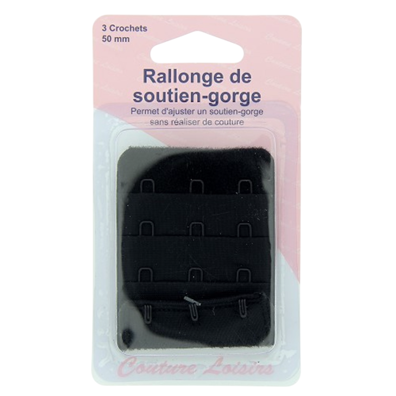 Rallonge soutien-gorge - 50mm - Noir - 3 crochets