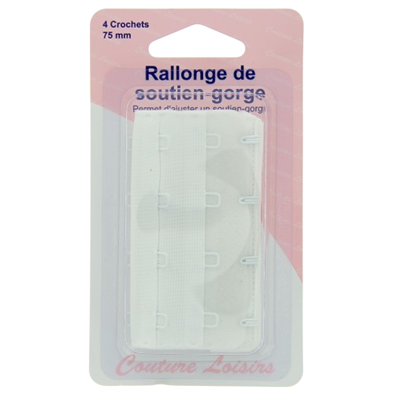 Rallonge soutien-gorge - 75mm - Blanc - 4 crochets