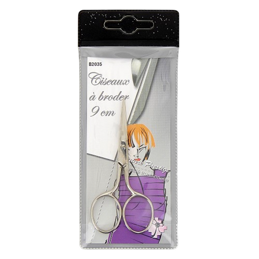 Ciseaux de broderie inox 9 cm avec lames fines pour coupe précise des fils et finitions couture. Canocea
