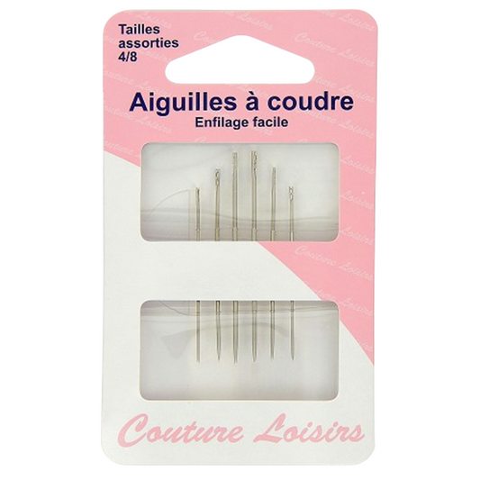 Aiguilles à coudre - Taille de 4 à 8 - 6 pièces - Enfilement facile