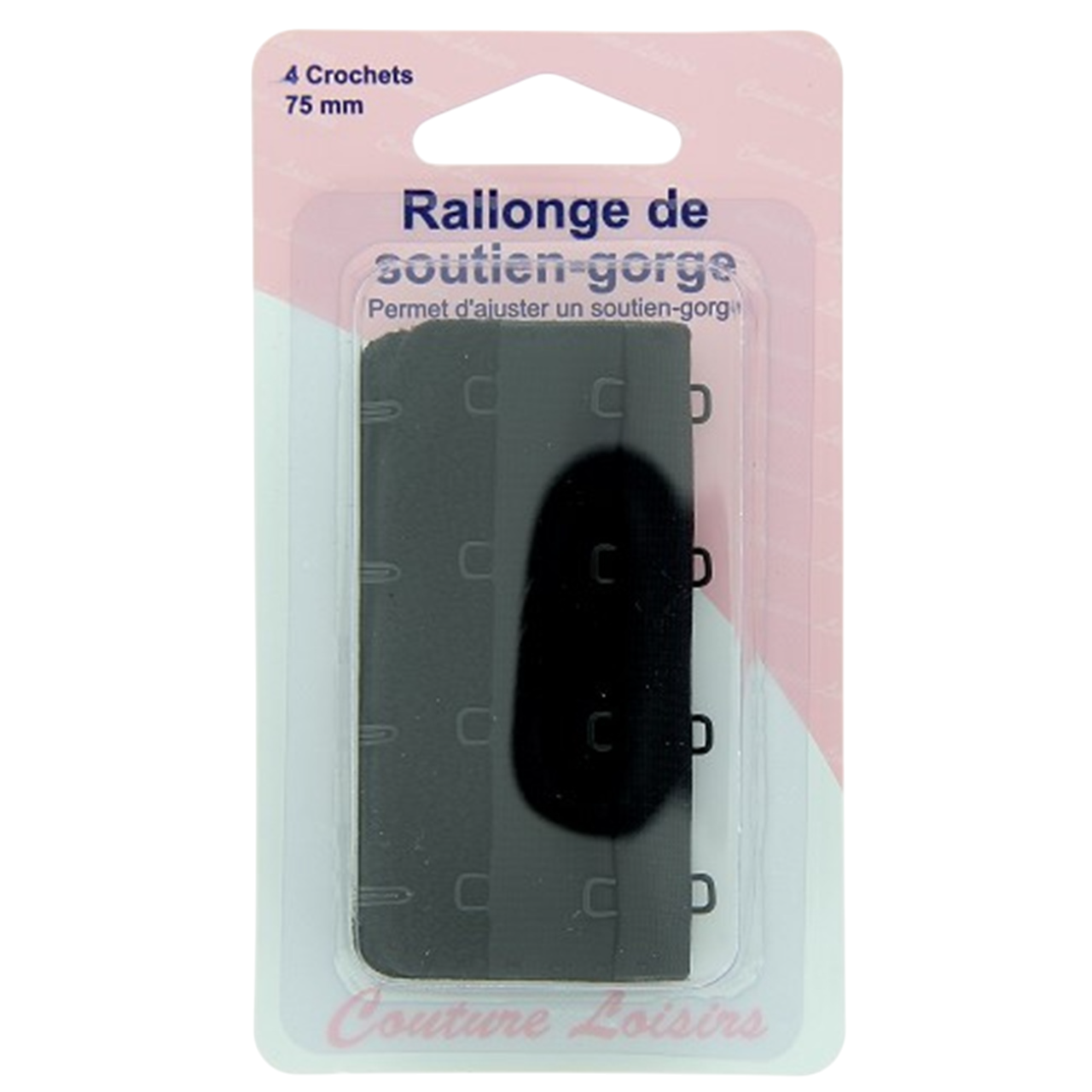 Rallonge soutien-gorge - 75mm - Noir - 4 crochets