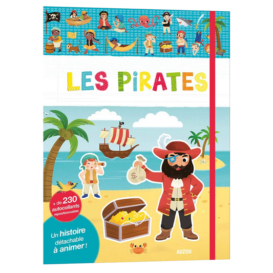 Cahier histoire à animer + autocollants repositionnables - les pirates - 20 x 26 cm - AUZOU