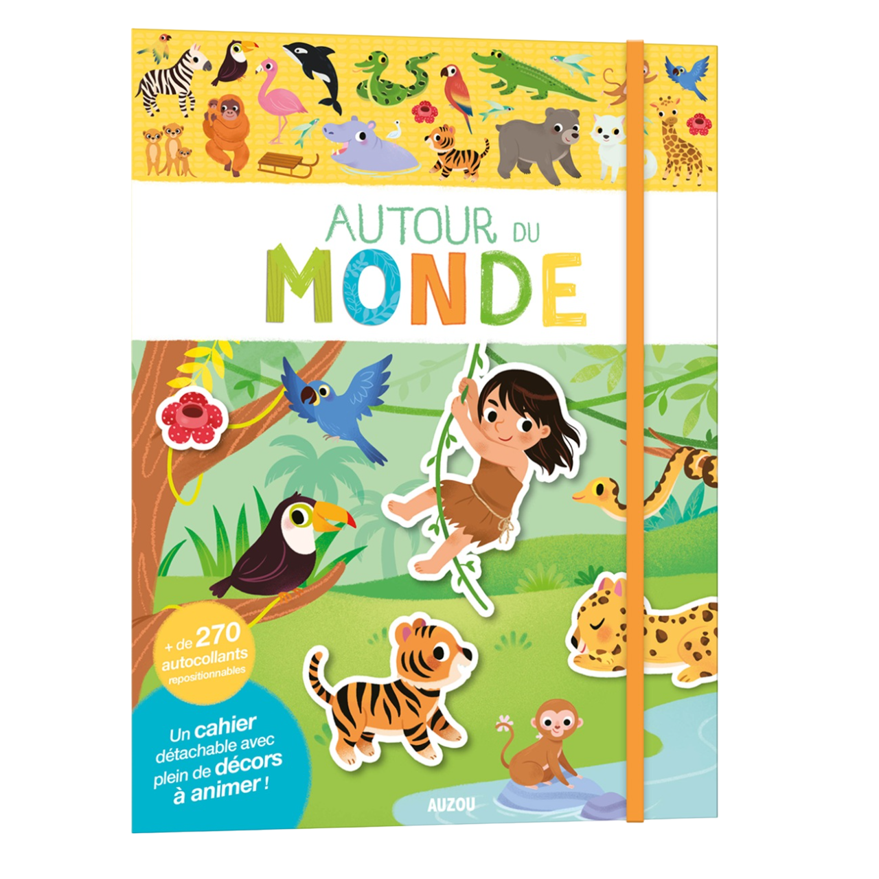 Cahier histoire à animer + autocollants repositionnables - Autour du monde - 20 x 26 cm - AUZOU