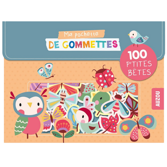 Pochette de gommettes repositionnables- Les petites bêtes- 100 pièces - de  4 cm