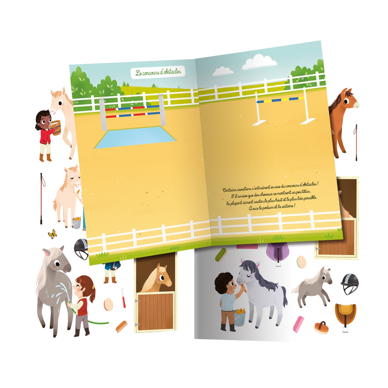 Cahier histoire à animer + autocollants repositionnables - Chevaux poneys - 20 x 26 cm - AUZOU