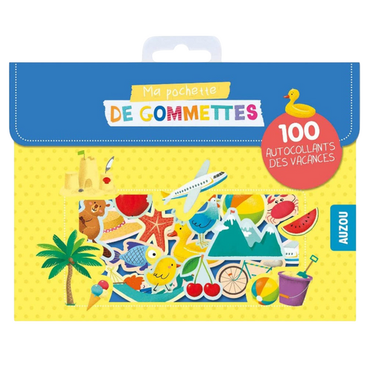 Pochette de gommettes repositionnables- Vacances été - 100 pièces - de  4 cm