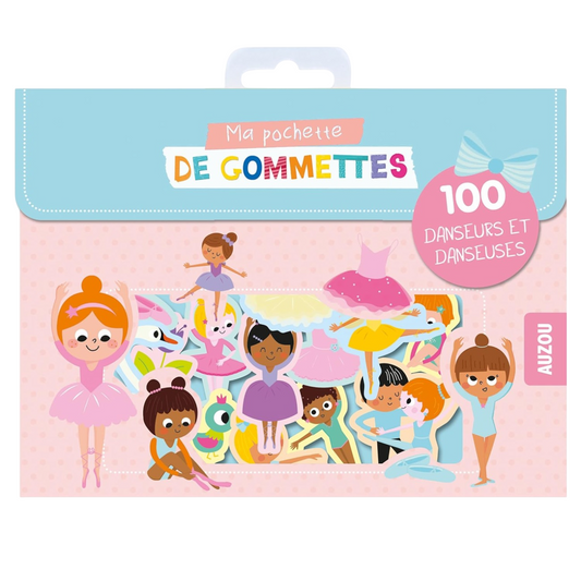 Pochette de gommettes repositionnables- Danseuses et danseur - 100 pièces - de  4 cm