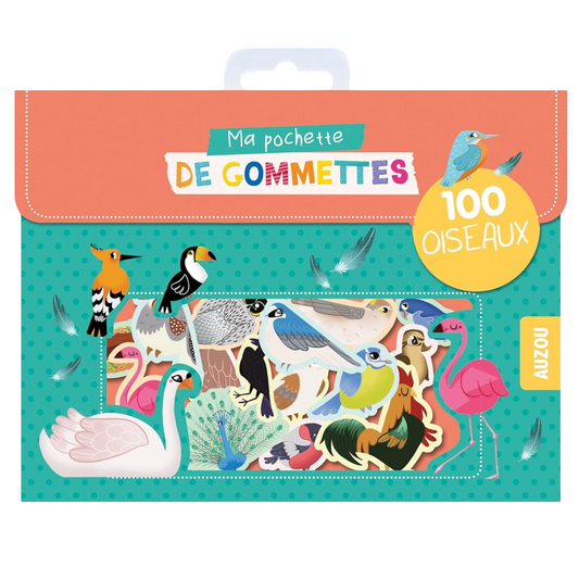 Pochette de gommettes repositionnables- Oiseaux - 100 pièces - de  4 cm