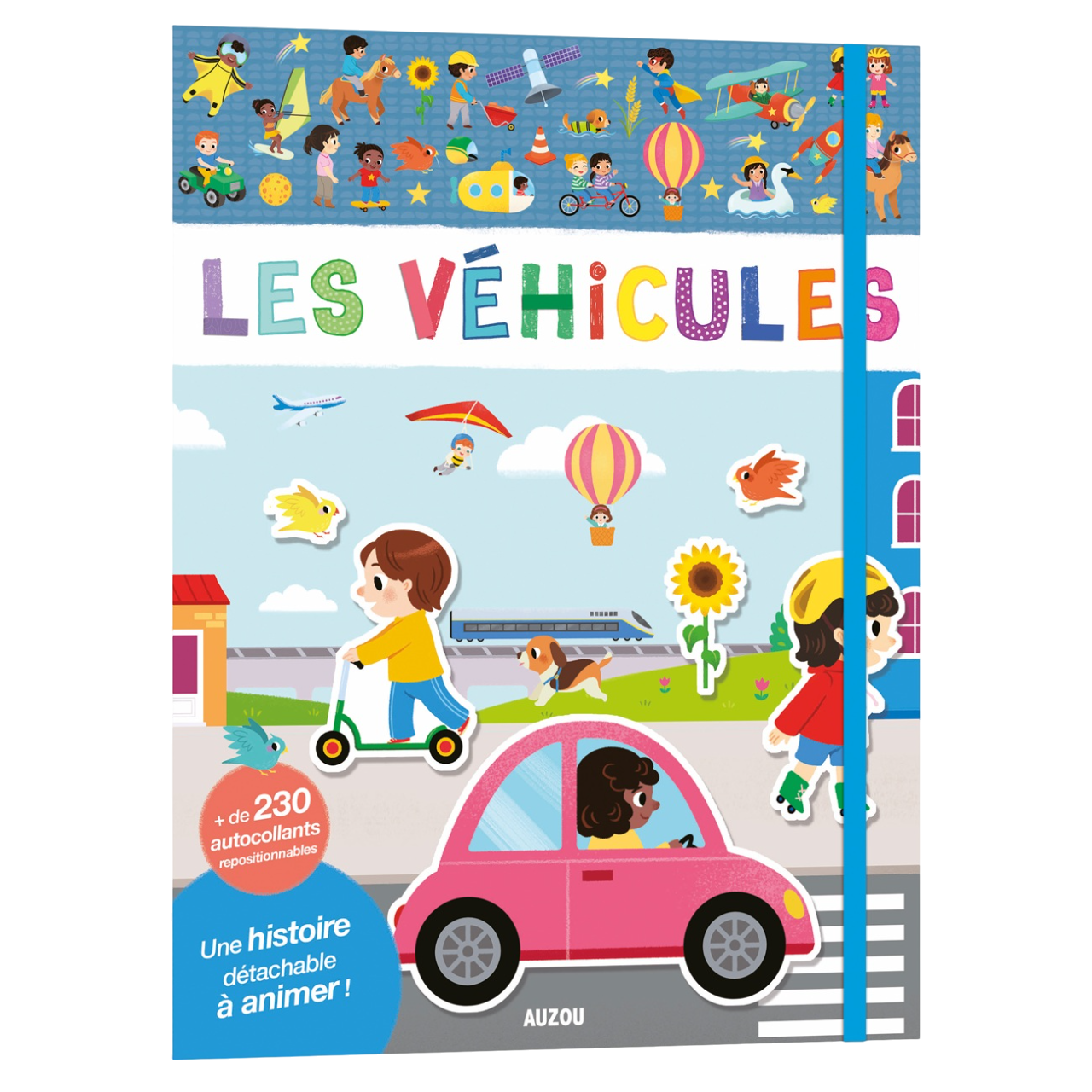 Cahier histoire à animer + autocollants repositionnables - Véhicules - 20 x 26 cm - AUZOU