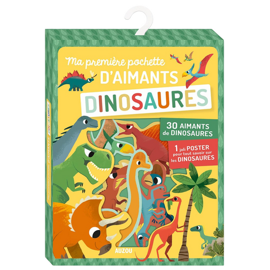 pochette 30 aimants + joli poster 60x40 cm - dinosaures - AUZOU